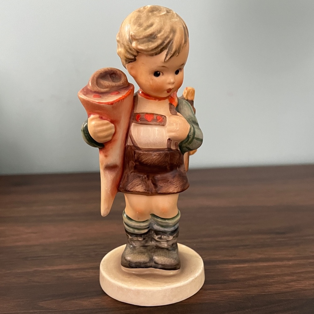 Charming Boy Figurine, little scholar with Backpack